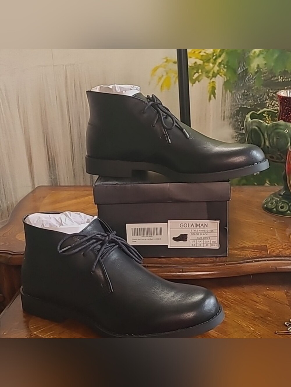 New in box! Golaiman Mens 9.5 black classic formal Chukka ankle boot dress shoe